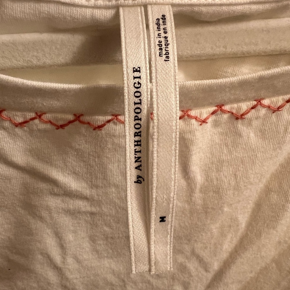 Anthropologie White Blouse with Red and Yellow Embroidery - Picture 4 of 5